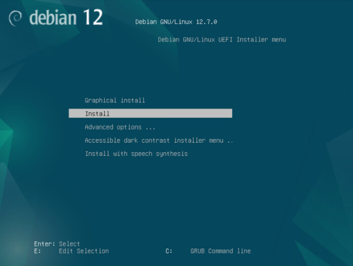 Debian netinst boot menu